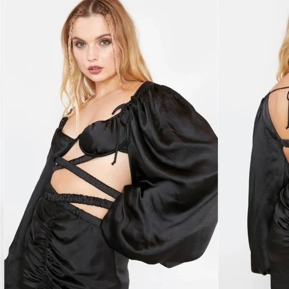 For Love & Lemons Pia Wrap Bra Top NWT XS black strappy top - Picture 1 of 8
